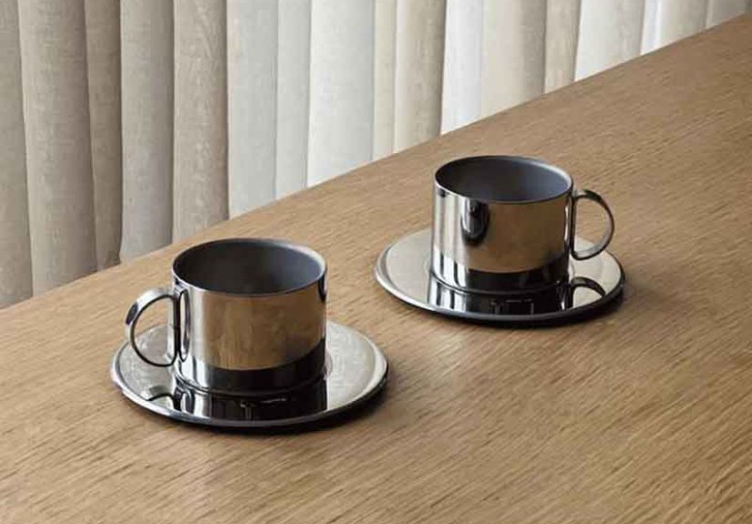 80s Stainless Steel Cups and Saucers