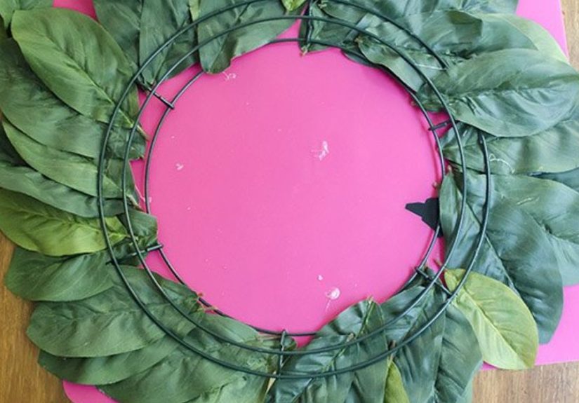 Make a Magnolia Wreath Using Faux Leaves from Michaels