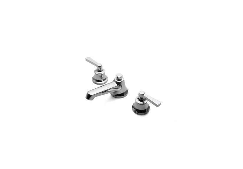 Transit Low Profile Three Hole Deck Mounted Lavatory Faucet with Metal Lever Handles