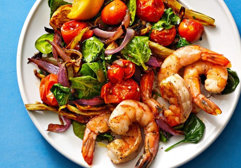 Best Roasted Shrimp, Tomatoes, and Spinach Recipe - How To Make Roasted Shrimp, Tomatoes and Spinach