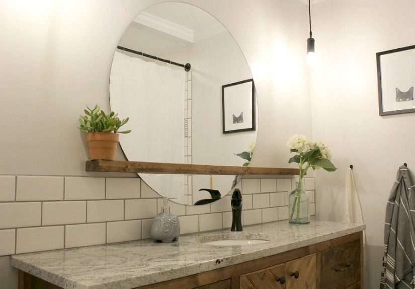 How to Make a Modern "Sunrise" Floating Mirror + Shelf