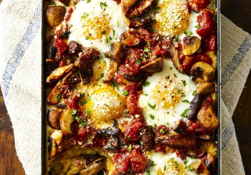 Mushroom Ragu and Polenta Egg Bake Recipe - How to Make Mushroom Ragu and Polenta Egg Bake - Goodhousekeeping.com