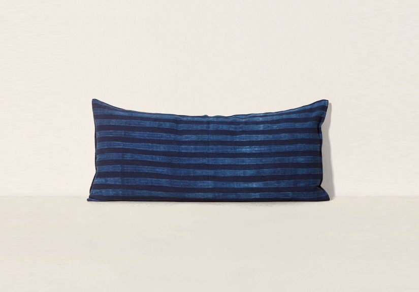 Long Cushion in Kapok with Removable Cover - Indigo Tie-Dye