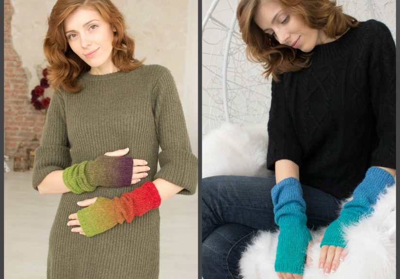 My Mom Created Beautiful Two-Colour Arm Warmers Of ‘Kauni’ Threads