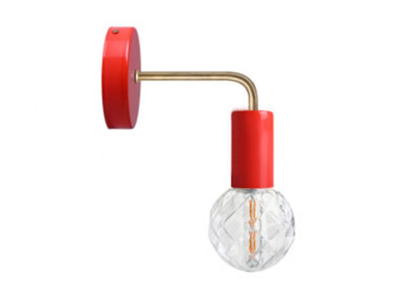 Red Wall Light With Brass Arm