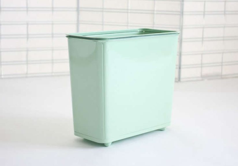 Square Waste Basket, Mint